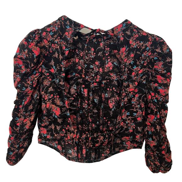 Free People Monica Women's Cropped Top Floral Print Corset Open Back - Size XS - Picture 5 of 7